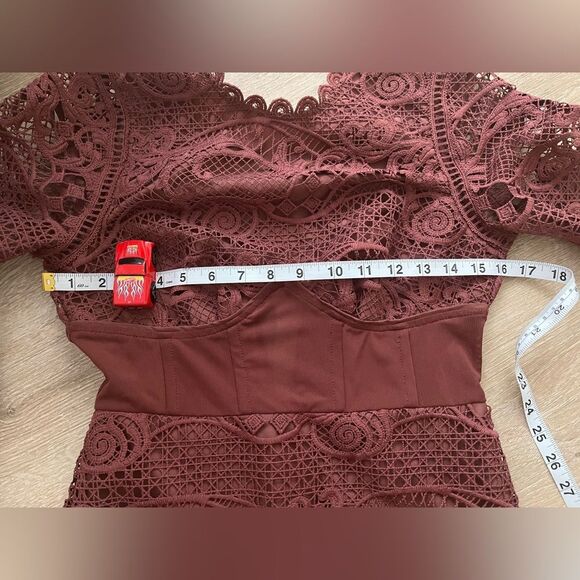 ASOS Design Washed Plum Corset Lace  Pencil Midi Dress Sz 4 Small - Picture 8 of 11